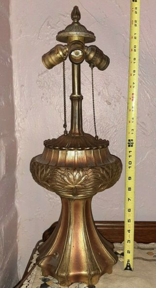 Old Antique Art Nouveau Table Lamp Victorian Edwardian Gold Brass 1890 1910 1920