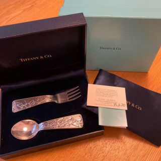 Tiffany & Co.  Sterling Silver Abc Bears Baby Spoon & Fork Set Jpn