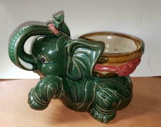 Vintage Ceramic Lucky Elephant Planter / Flower Pot / Garden Plant Stand