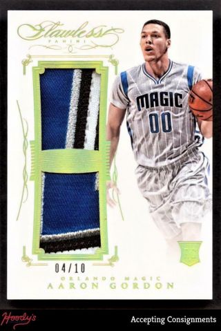 2014 - 15 Panini Flawless Dual Patches Gold Aaron Gordon Rookie Patch 04/10 Rc