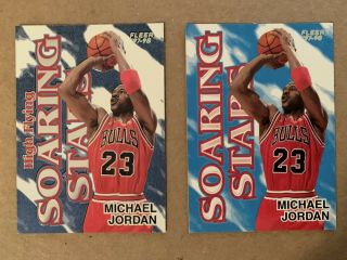 Michael Jordan 1997 - 98 Fleer High Flying Soaring Wings Insert And Soaring Wings