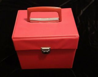 Vintage 1970s Red Pvc Singles Record Carrying Case For 7 " Records Holds Apprx 60