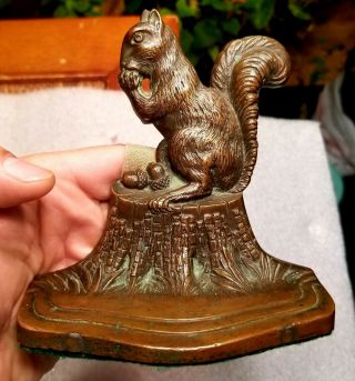 Rare Antique Bronze Bradley Hubbard Bookend/doorstop Of Squirrel