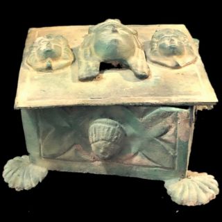 Rare Ancient Roman Bronze Huge Period Jewellery Box With Statues - 200 - 400 Ad