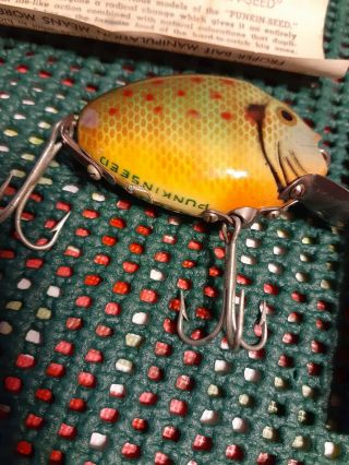 Vintage 1940 ' s HEDDON PUNKINSEED Fishing Lure and papers 3