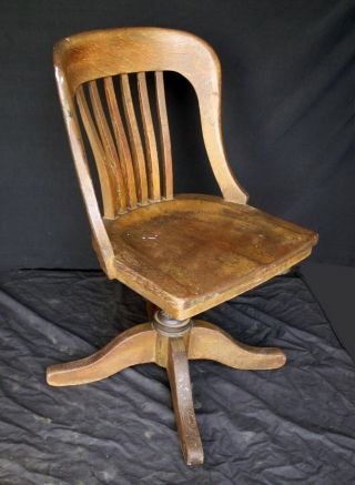 Antique Vintage Old Oak Wood Wooden Office Library Desk Swivel Rocking Chair