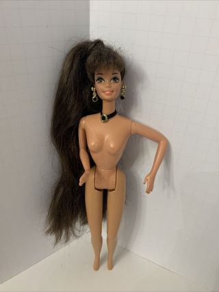 Mattel 1994 Cut N Style Barbie Doll Brunette Brown Eyes Nude