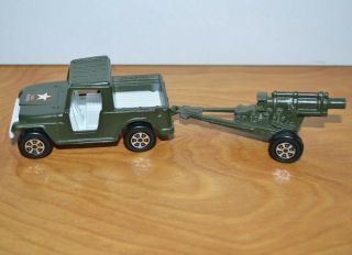 Vintage Tootsietoy Diecast Army Jeep With Howitzer Gun Trailer Military Toys