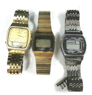 Rare Vintage Joblot 1980s Seikos Citizen Lcd Digital Chronograph Watch