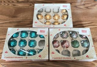 28 Vintage Mini Glass Shiny Brite Christmas Tree Ornaments With Boxes