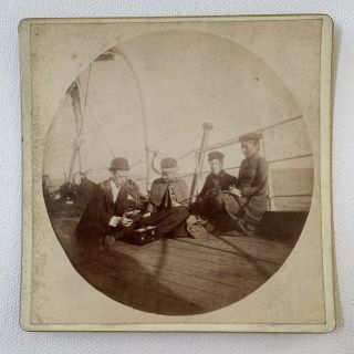 Antique Cabinet Card Round Kodak Teens Girls Boy Britannic? Ship Brownie Camera