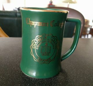 Vintage Chapman College (university) Coffee Mug Beer Orange California Green