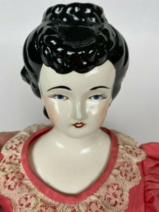 China Porcelain Doll Glazed 17 " Clothes Red Rare Vintage
