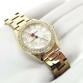 Betsey Johnson Rose Gold Tone Crystal Mother Of Pearl 31mm Watch Euc Bj00221 - 03