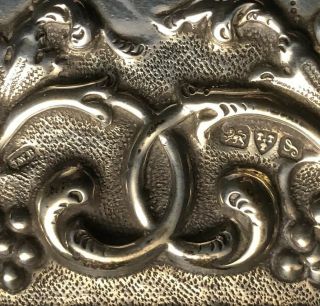 Antique Solid Sterling Silver Tray.  Lovely Decorative Repousse’ Work - Hefty 274g