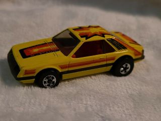 Vintage 1979 Hot Wheels Turbo Mustang Yellow Blackwall Fox Ford