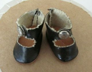 Vintage Vogue Ginny Doll Or Muffy Doll Black Center Strap Shoes,  1950 