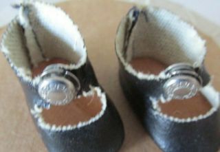Vintage Vogue Ginny Doll Or Muffy Doll Black Center Strap Shoes,  1950 ' S 3