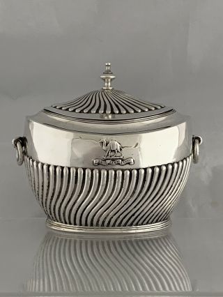 Antique Silver Tea Caddy 1902 London God Grant Grace Motto Charles Boyton