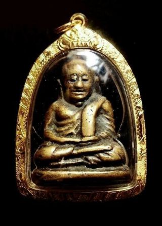 [real Gold Case] Phra Roop Lor Lp Ngern (pim Niyom) Wat Bang Klan Mw201 Antique