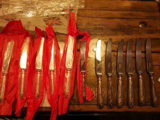 12 X Hallmarked Solid Silver Butter And Dinner Knives With Crest