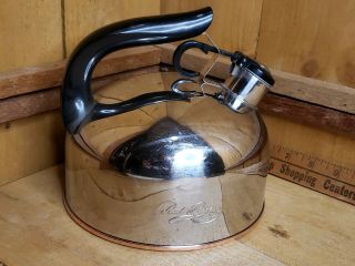 Vintage Paul Revere Ware Whistling Tea Pot Kettle Copper Bottom Korea I96 - C