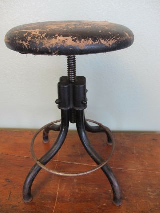 Antique Vintage Industrial Machine Age Hamilton Stool Chair Swivel Adjustable