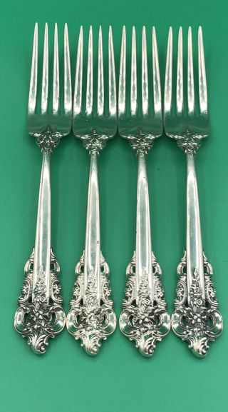Qty 4 Wallace Grande Baroque Sterling Silver Place Fork - 7 - 1/2” 272 Grams