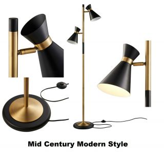 Awesome Mid Century Modern Style Black And Gold Floor Lamp