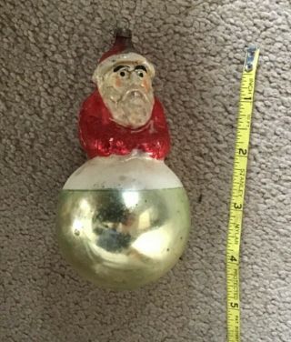 Antique/vintage German Glass Figural Ornament Early Santa On A Ball Estate