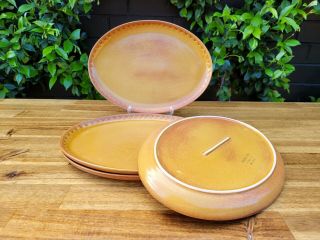 Vintage Retro Diana Pottery Nefertiti Stoneware Plates Set Of 4 Australian
