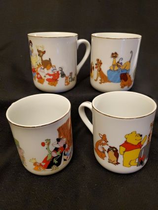 4 Vintage Disneyland World Mugs Cups Mickey Donald Goofy Snow White Jungle Book