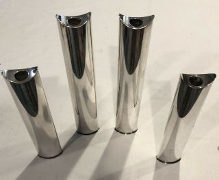 Four Vintage Lino Sabattini Mid - Century Modernist Silver - Plated Candlesticks