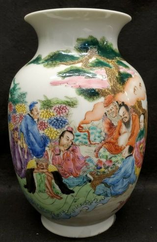 Chinese Porcelain Vase Hand Painted With Immortals