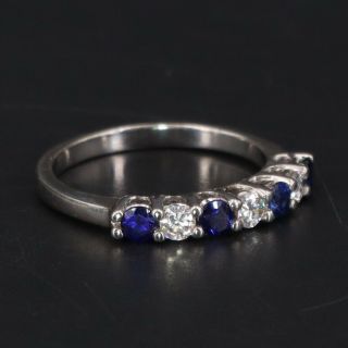 Vtg Sterling Silver - Sapphire & Cz Cubic Zirconia Cluster Ring Size 8 - 2.  5g