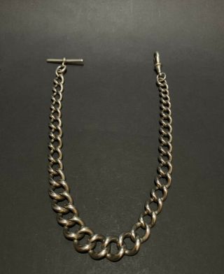 Very Heavy Solid Silver Albert Pocket Watch Chain 15 Inches,  1912,  80g