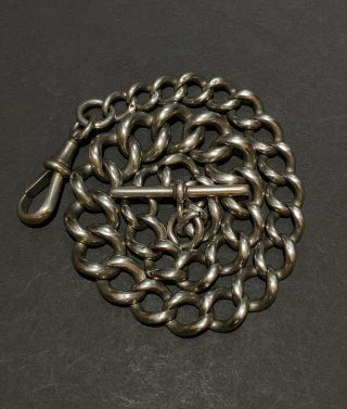 Very Heavy Solid Silver Albert Pocket Watch Chain 15 Inches,  1912,  80g 3