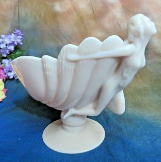Antique Art Deco Nude Figurine Cambridge Glass Pink Crown Tuscan Bowl Nautical
