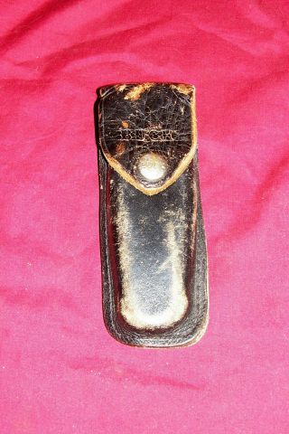Buck 110 Black Leather Pocket Knife Belt Sheath Case Holder Old Vintage Folding