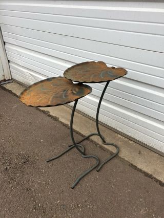 Salterini Style Mid Century Modern Wrought Iron Nesting Lily Pad Leaf Side Table