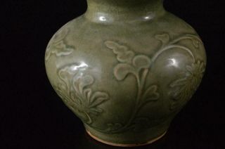P2833: Chinese Celadon GOURD Water bottle Lucky Items - shaped FLOWER VASE Ikebana 3