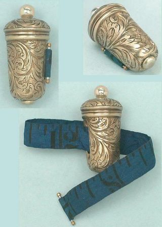 Antique Gilded Sterling Silver Tape Measure English Circa 1850
