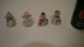 Vintage Christmas Angels & 1 Lady W/ Wreath Miniature Ceramic Bells Ornaments