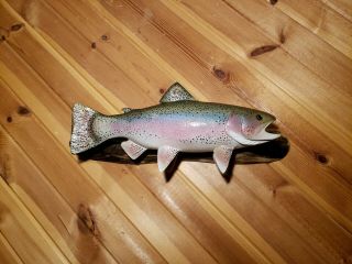 Rainbow Trout Wood Carving Fish Taxidermy Vintage Fish Decoy Casey Edwards
