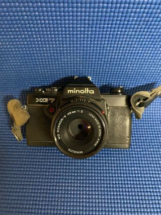 Vintage Minolta Xg - 7 35mm Slr Camera With Minolta 45mm Lens - Parts