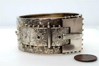 Antique Victorian English Sterling Silver Buckle Style Bangle / Bracelet C1883
