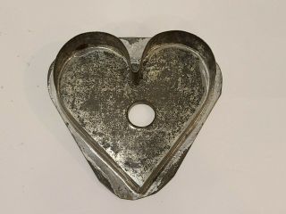 Vintage Antique Primitive Cookie Cutter Metal Soldered Tin Heart Folk Art Old