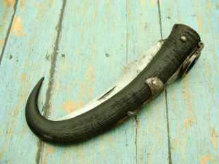 Antique French Italian Navaja Horn Folding Lockback Pocket Knife Knives Tools