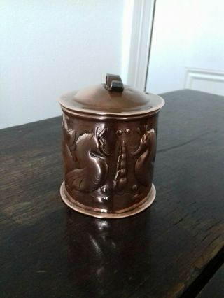 Newlyn Copper Tobacco Jar Small Caddy Canister Seahorse Shell Weed Rivetted Seam