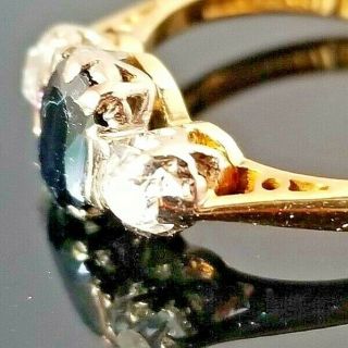 Antique/Vintage Dark Blue Sapphire Minor Cut Diamond 18k yellow gold ring 4